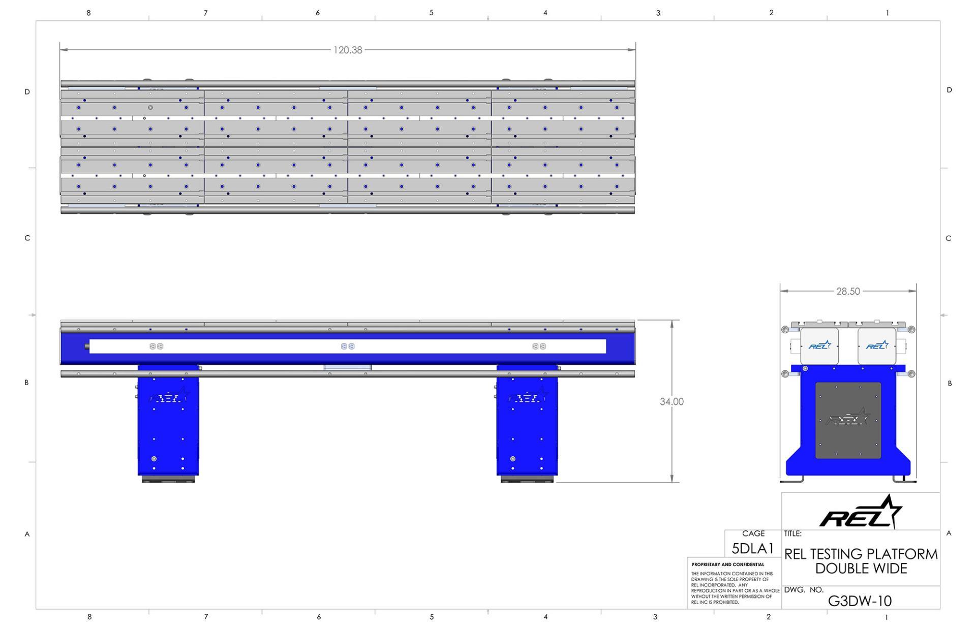 REL Engineered Solutions High Strain Rate Testing Elements Flat Base Double Wide Schematic