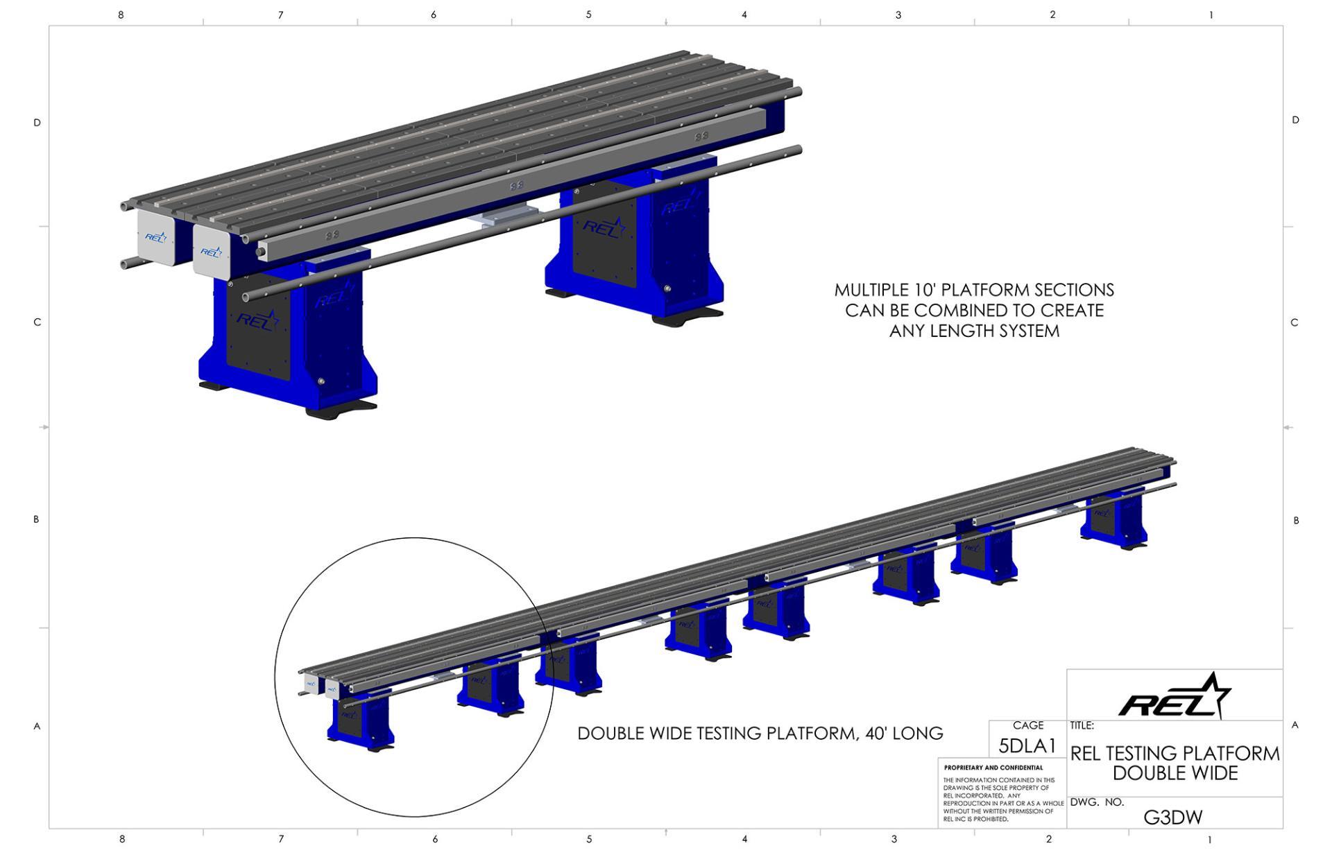 REL Engineered Solutions High Strain Rate Testing Elements Flat Base Double Wide Schematic
